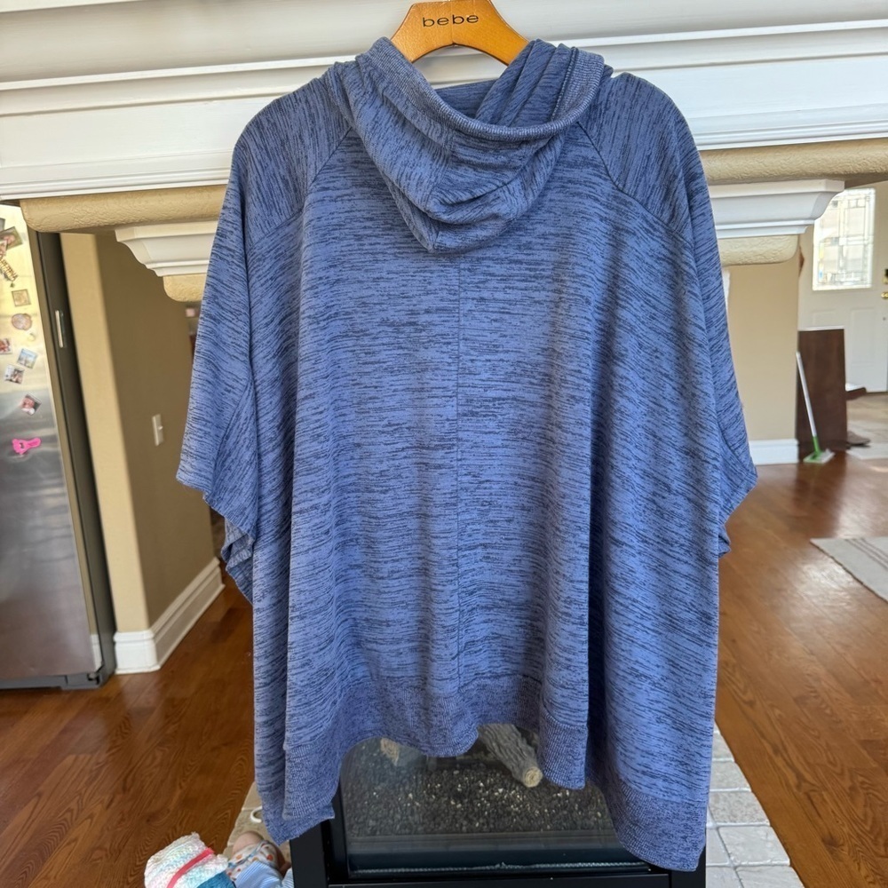 Athleta Blissful Blue Pullover Hoodie Poncho Oversized Sweatshirt Small - Picture 6 of 6